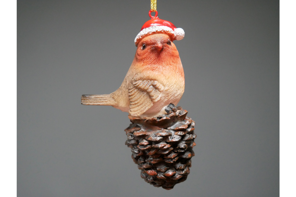 Robin On Pinecone Tree Decoration