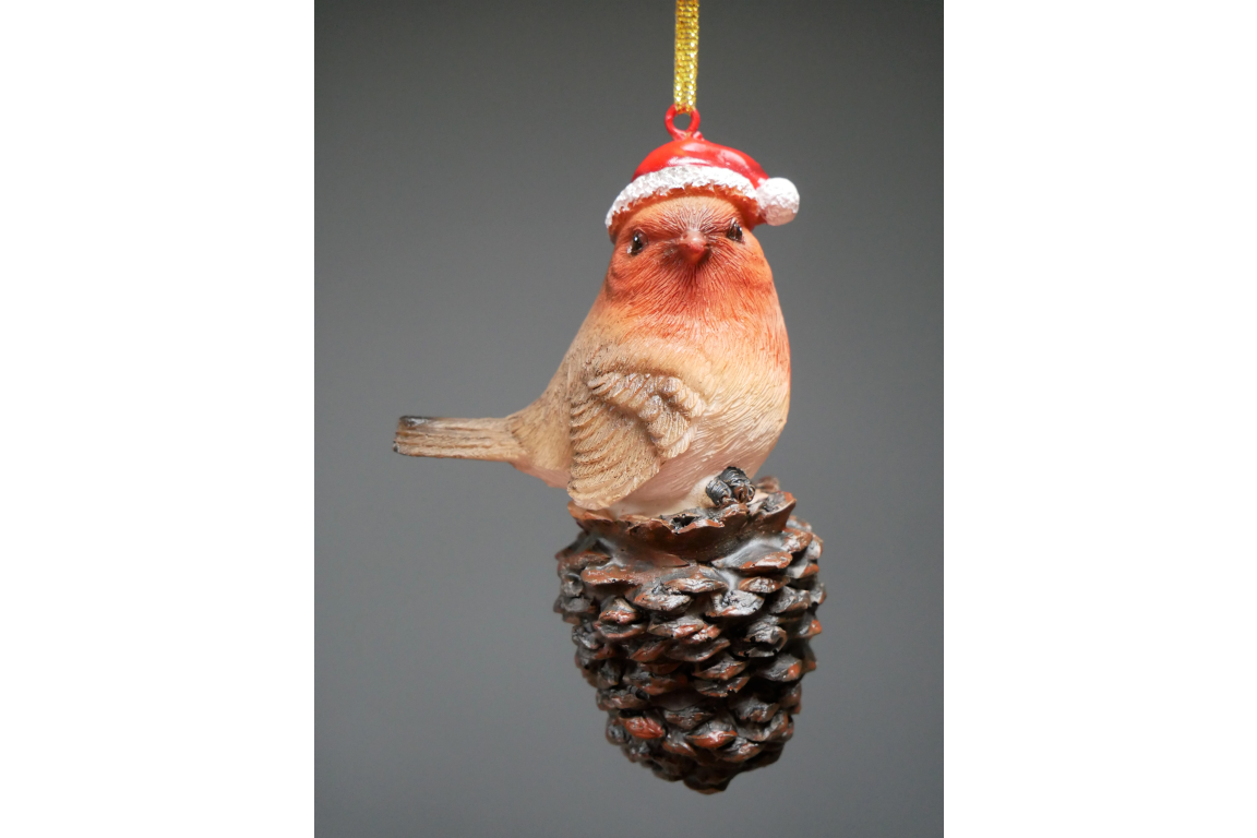 Robin On Pinecone Tree Decoration