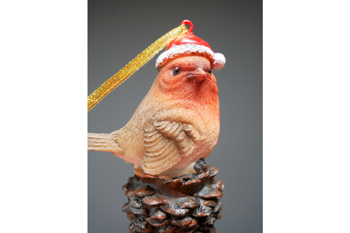 Robin On Pinecone Tree Decoration