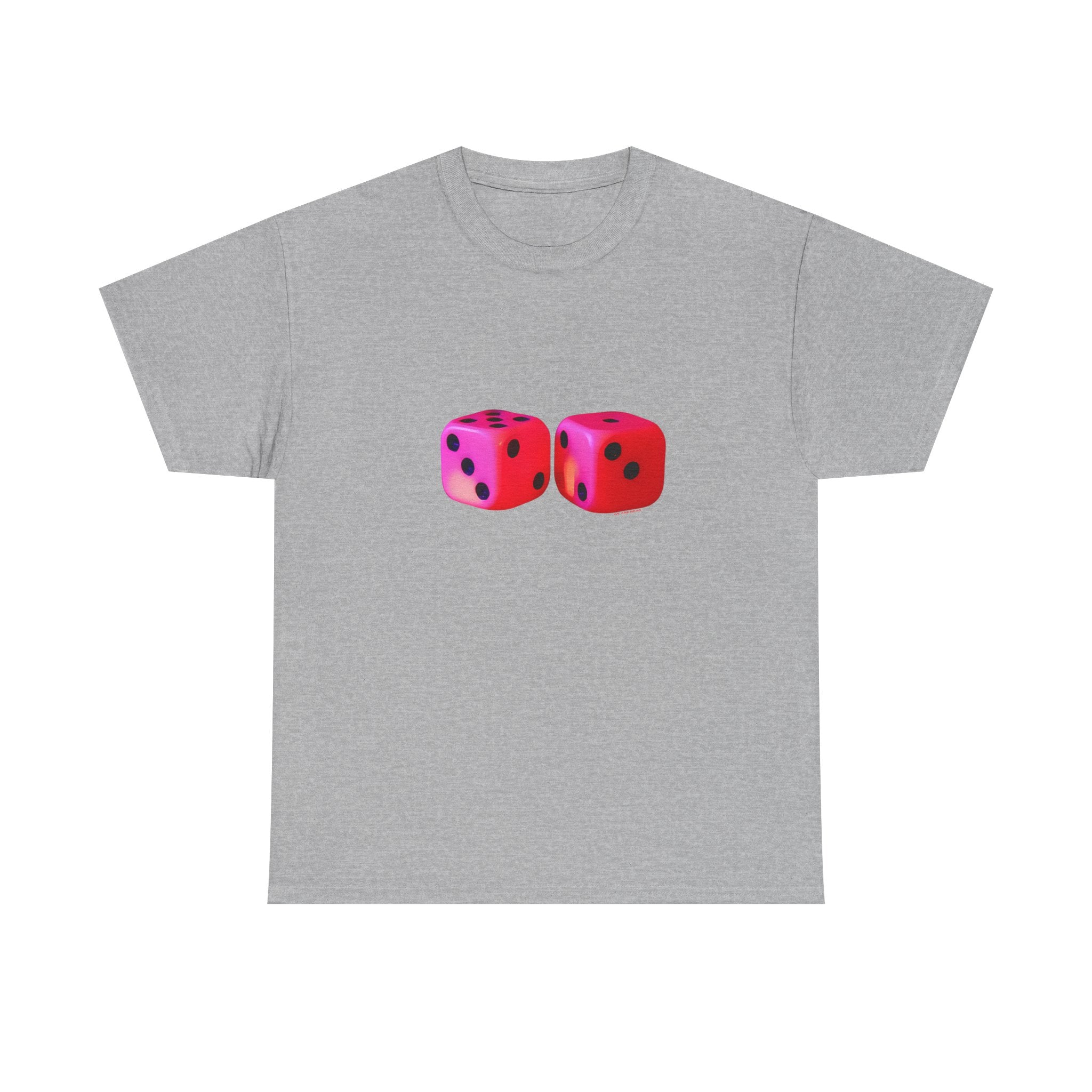 Neon Dice Printed T-Shirt 100% Cotton Lucky Dice Casino Tee Gift Sport Grey
