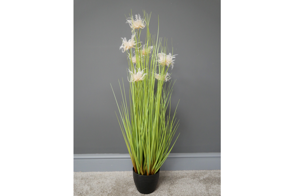 Artificial Grass With White Flowers
