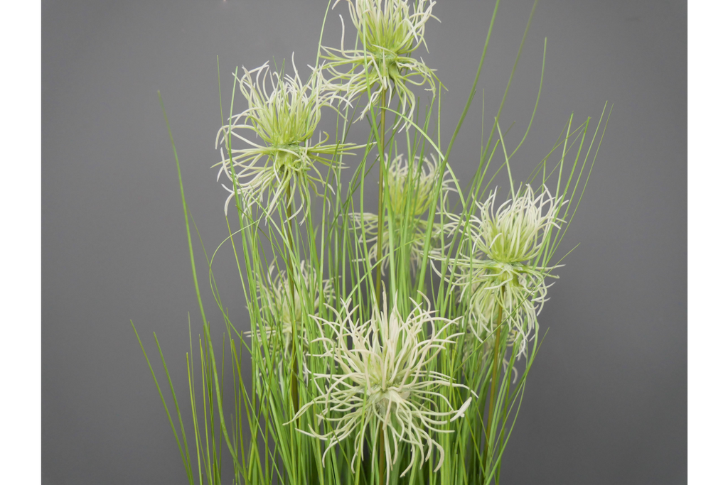 Artificial Grass With White Flowers
