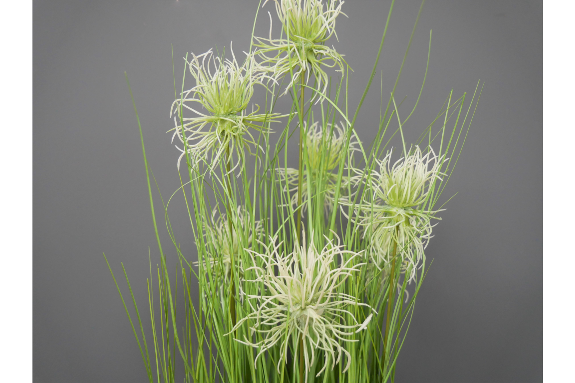 Artificial Grass With White Flowers