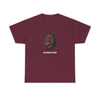 Halloween Hound Printed T-Shirt 100% Cotton Novelty Scary Halloween Dog Tee Maroon