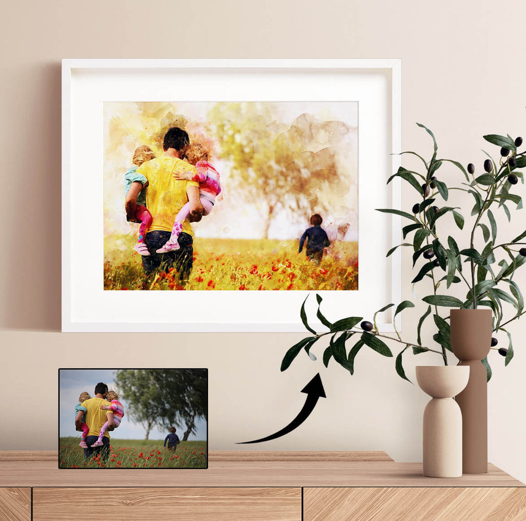 Fathers Day Personalised Watercolour Portrait
