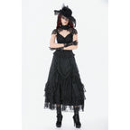 Dark in Love Vintage Gothic Lace Layered Maxi Skirt