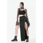 Dark in Love Morana Mesh Crochet Knit Bell Sleeve Crop Top