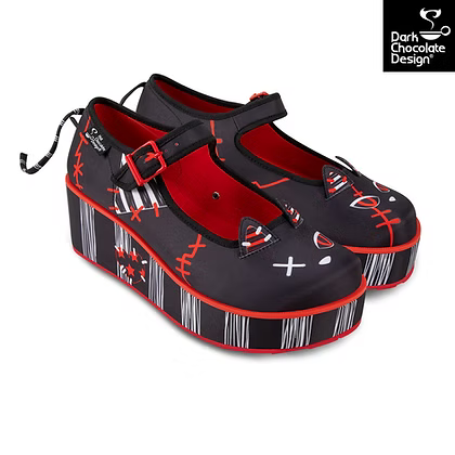 Chocolaticas® Riot Kitty Platforms – Gothic Cat Ear Mary Janes
