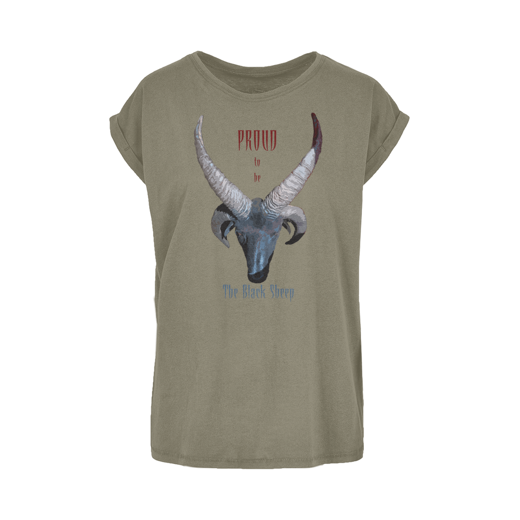 Proud to be The Black Sheep Women's Extended Shoulder T-Shirt XS-5XL Olive Womens
