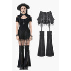 Dark in Love Lace-Up Layered Goth Convertible Flare Trousers or Shorts