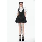 Dark in Love Court-Style Black & White Lace Blouse
