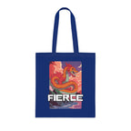Fierce Anime Dragon Printed Cotton Tote Bag Reusable Shopping Bag Japanese Anime Art Gift One size Royal Blue