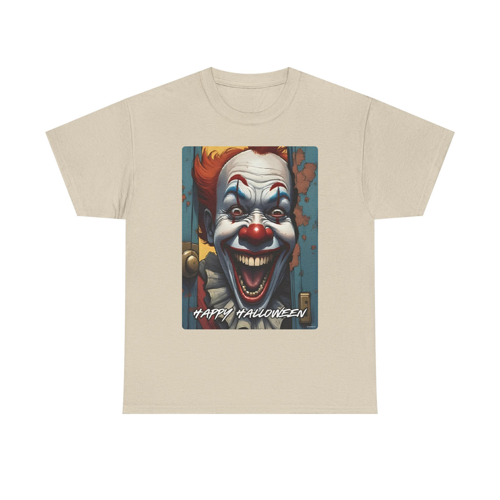 Happy Halloween Clown Novelty Printed T-Shirt 100% Cotton Scary Halloween Tee Sand