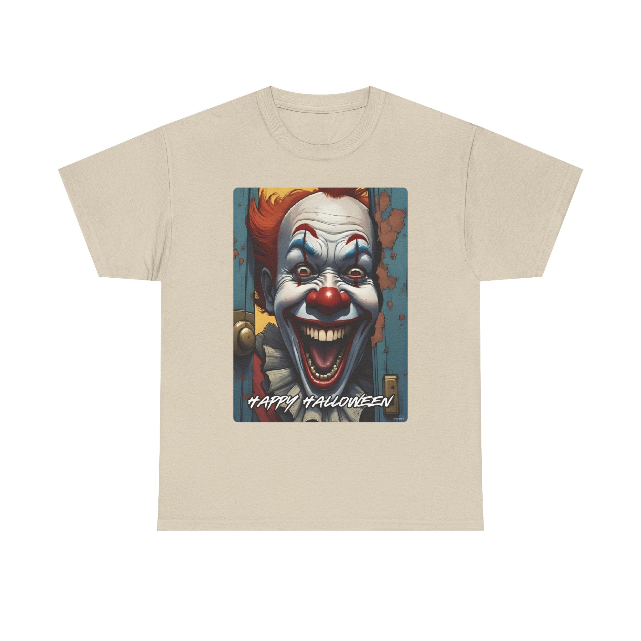 Happy Halloween Clown Novelty Printed T-Shirt 100% Cotton Scary Halloween Tee Sand