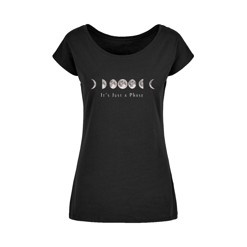 Necessary Evil It's Just A Phase Wide Neck Womens T-Shirt Black Womens