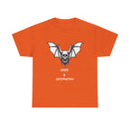 Death & Destruction Bat Skull Printed T-Shirt 100% Cotton Goth Biker Halloween Tee Orange