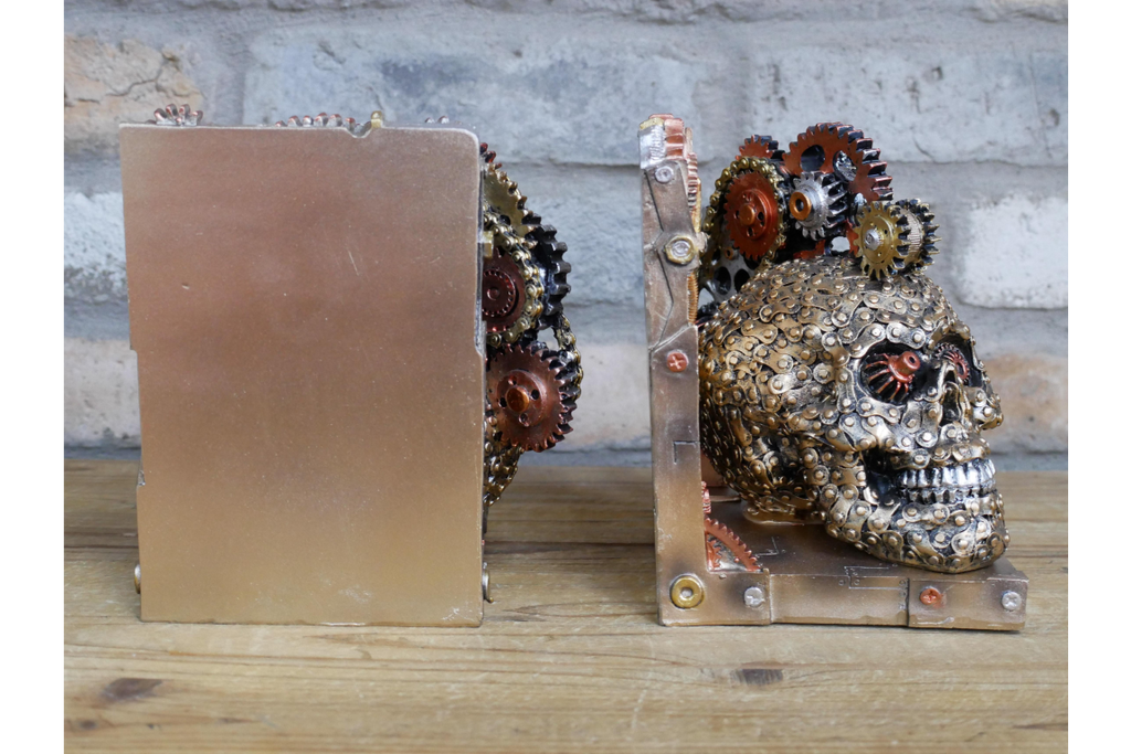 Steampunk Skull Bookends