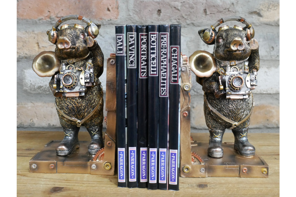 Steampunk Pig Bookends