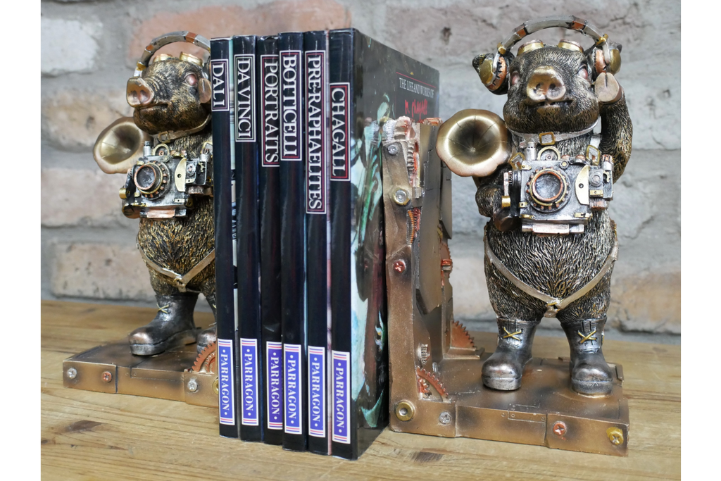 Steampunk Pig Bookends