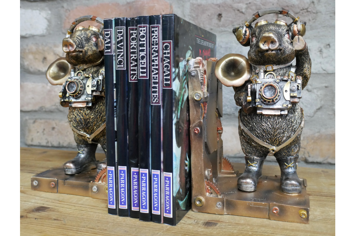 Steampunk Pig Bookends