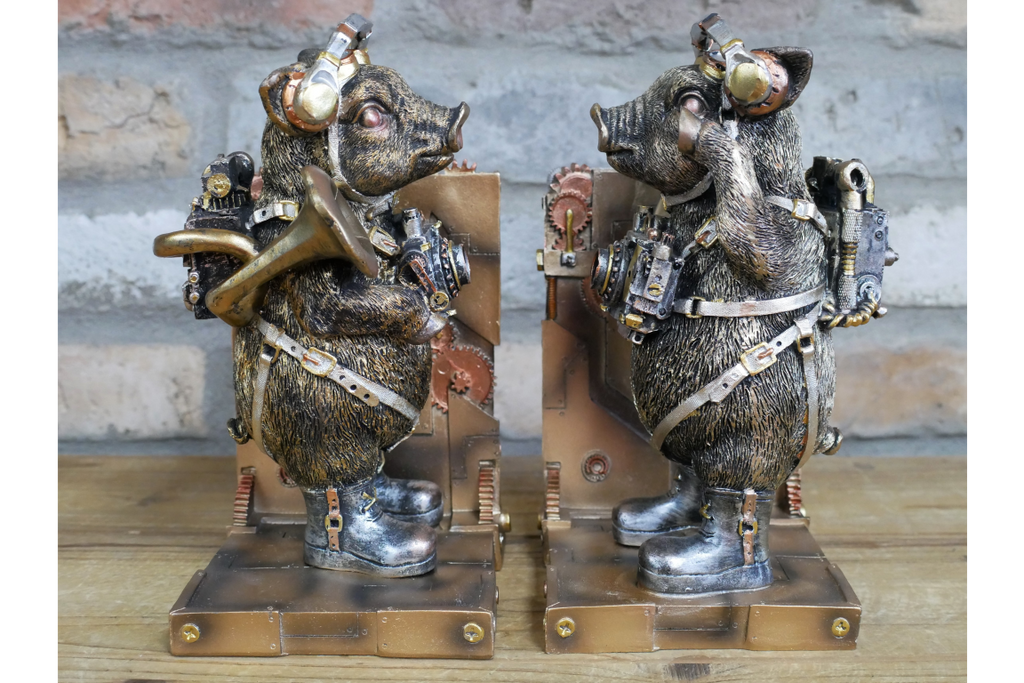 Steampunk Pig Bookends