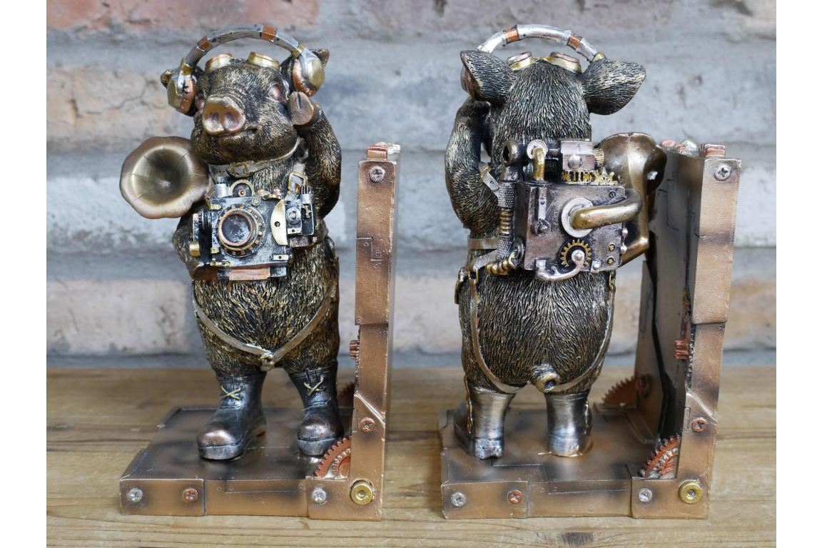 Steampunk Pig Bookends