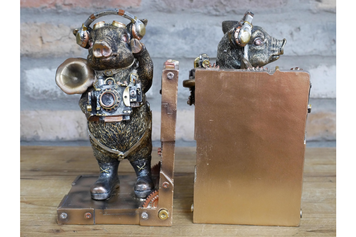 Steampunk Pig Bookends