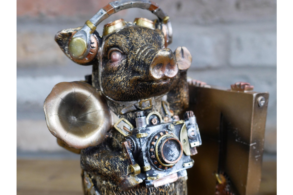 Steampunk Pig Bookends