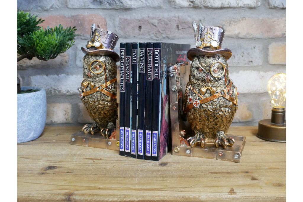 Steampunk Owl Bookends
