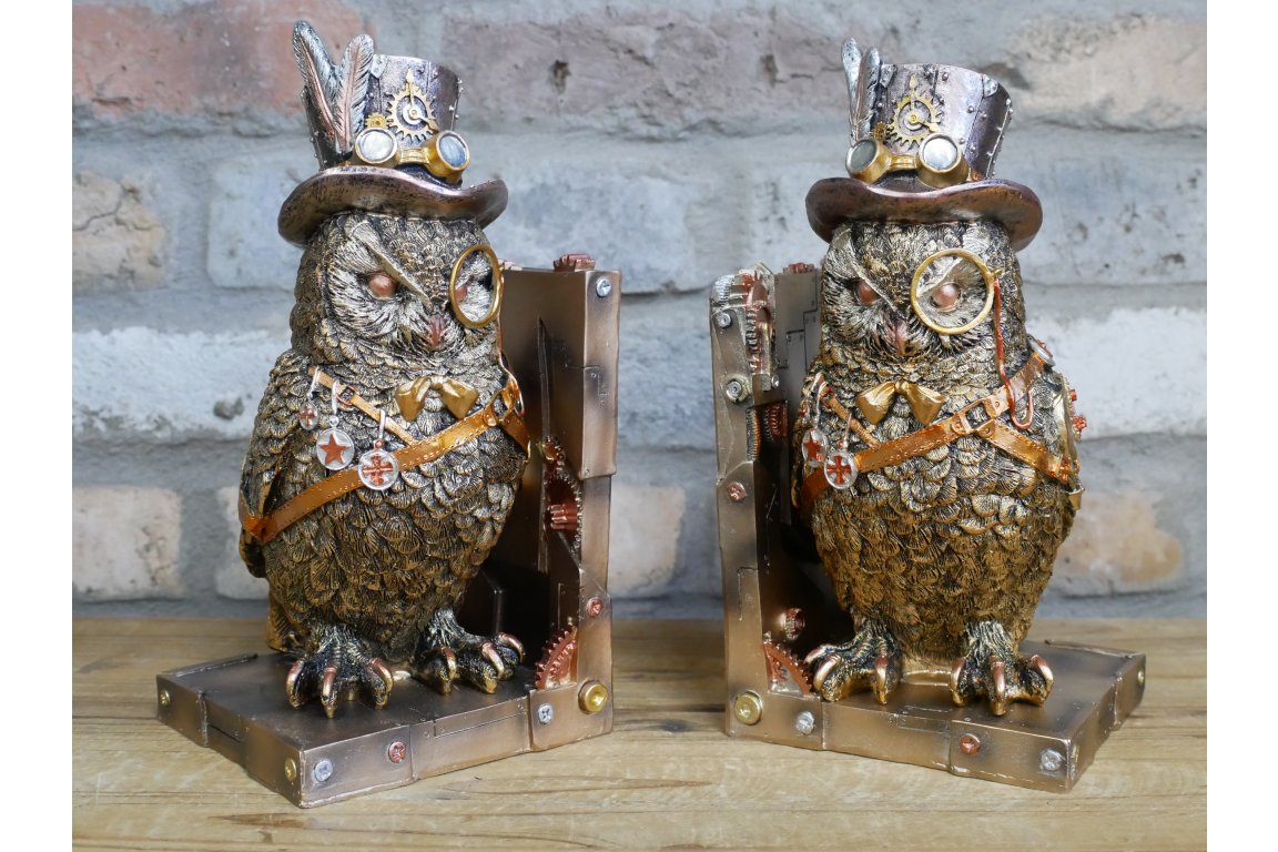 Steampunk Owl Bookends