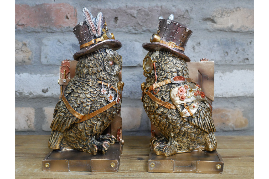Steampunk Owl Bookends