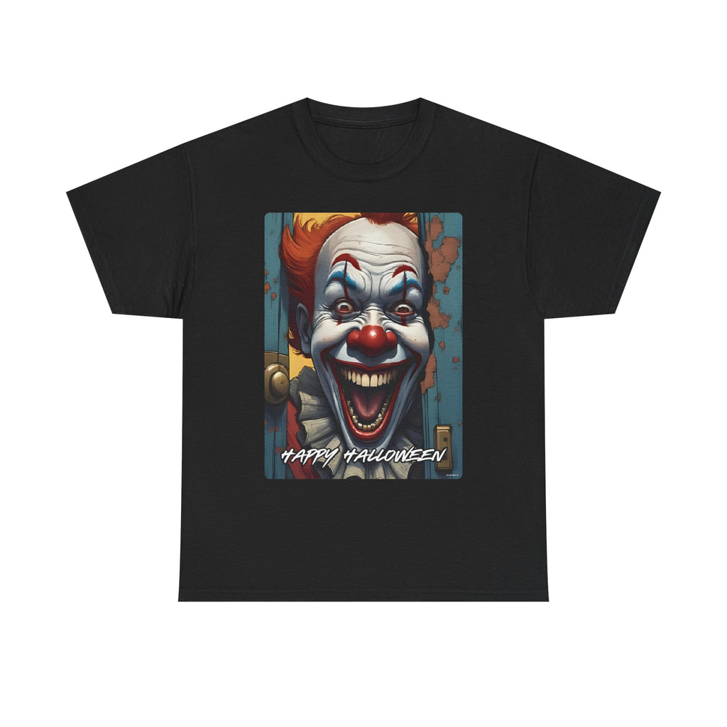 Happy Halloween Clown Novelty Printed T-Shirt 100% Cotton Scary Halloween Tee Black