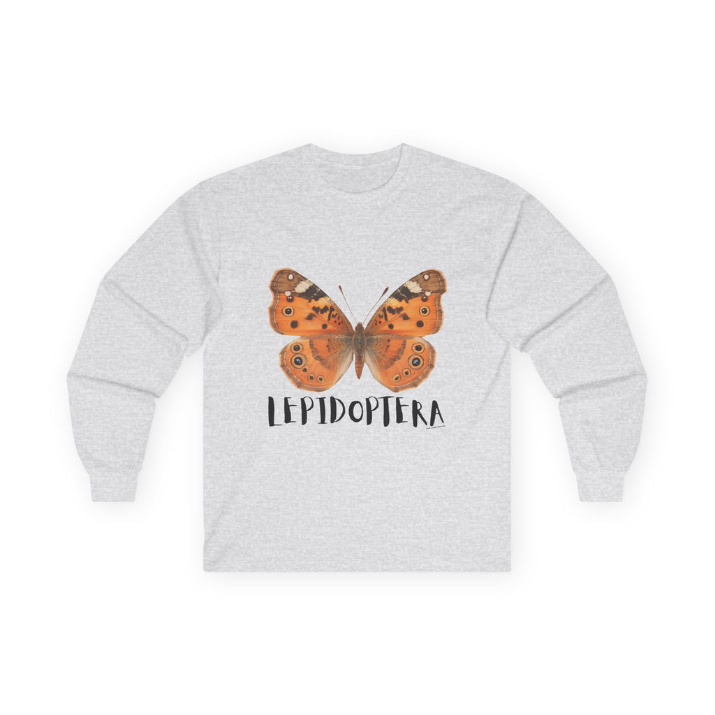 Lepidoptera Butterfly Long Sleeve Tee 100% Cotton Retro Insect Order T-Shirt Gift Ash