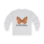 Lepidoptera Butterfly Long Sleeve Tee 100% Cotton Retro Insect Order T-Shirt Gift Ash
