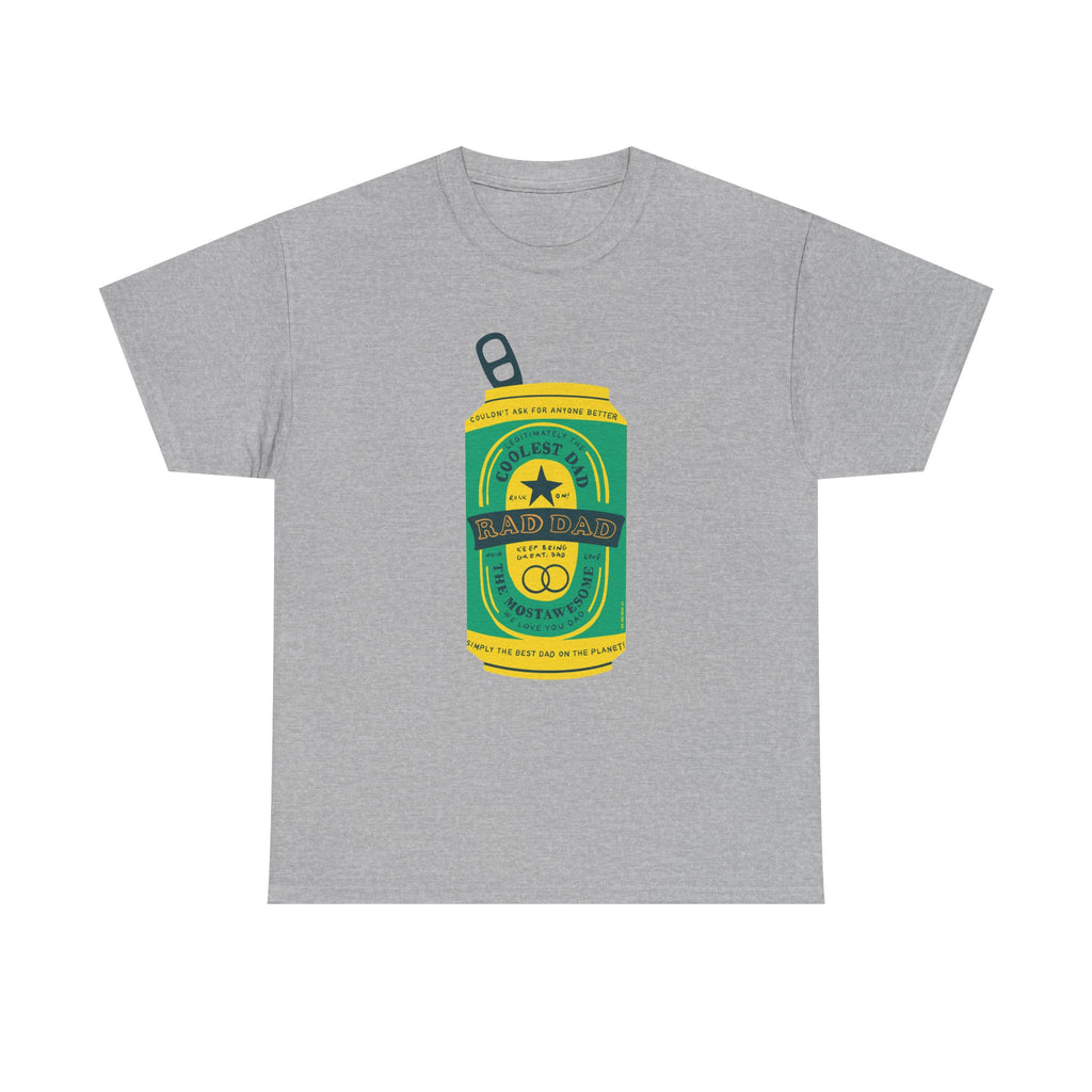 Rad Dad Beer Can Printed T-Shirt 100% Cotton Novelty Dad Tee Birthday Father's Day Gift Sport Grey