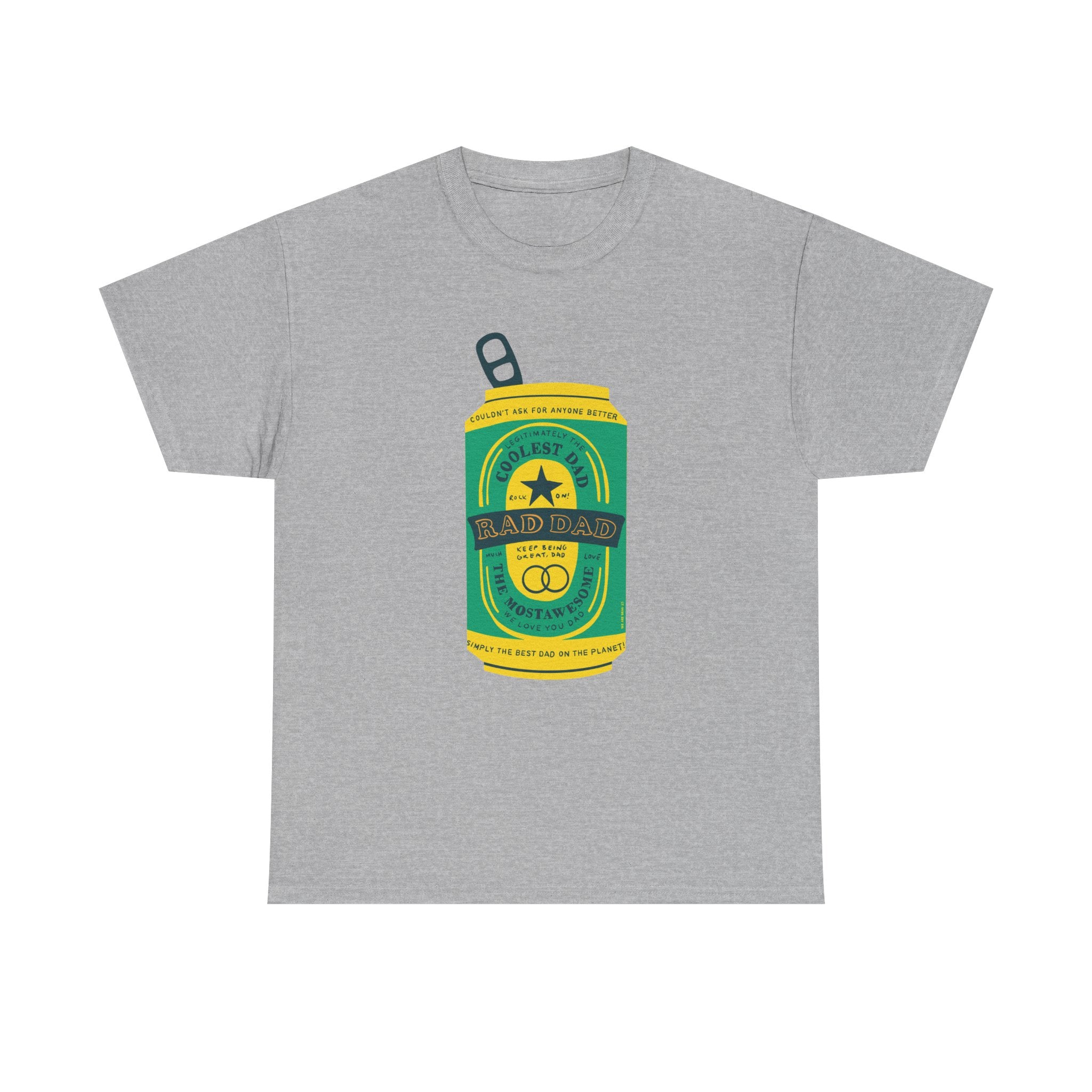 Rad Dad Beer Can Printed T-Shirt 100% Cotton Novelty Dad Tee Birthday Father's Day Gift Sport Grey