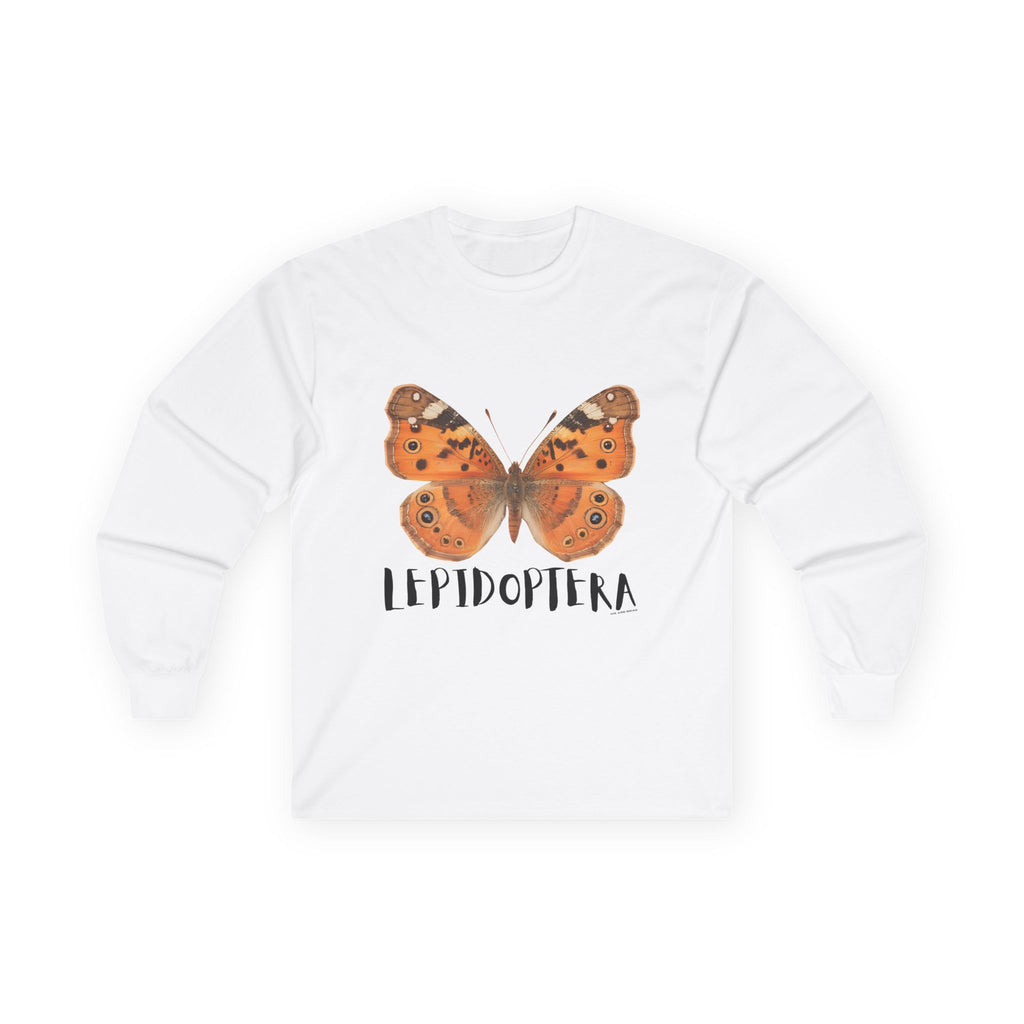Lepidoptera Butterfly Long Sleeve Tee 100% Cotton Retro Insect Order T-Shirt Gift White