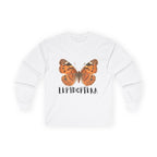 Lepidoptera Butterfly Long Sleeve Tee 100% Cotton Retro Insect Order T-Shirt Gift White