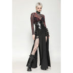 Dark in Love Carson Black and Red Tie-Dye Mesh Versatile Basic Top