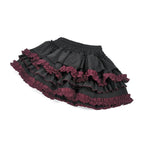 Dark in Love Black Crimson Gothic Tiered Skirt