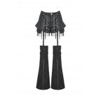 Dark in Love Lace-Up Layered Goth Convertible Flare Trousers or Shorts