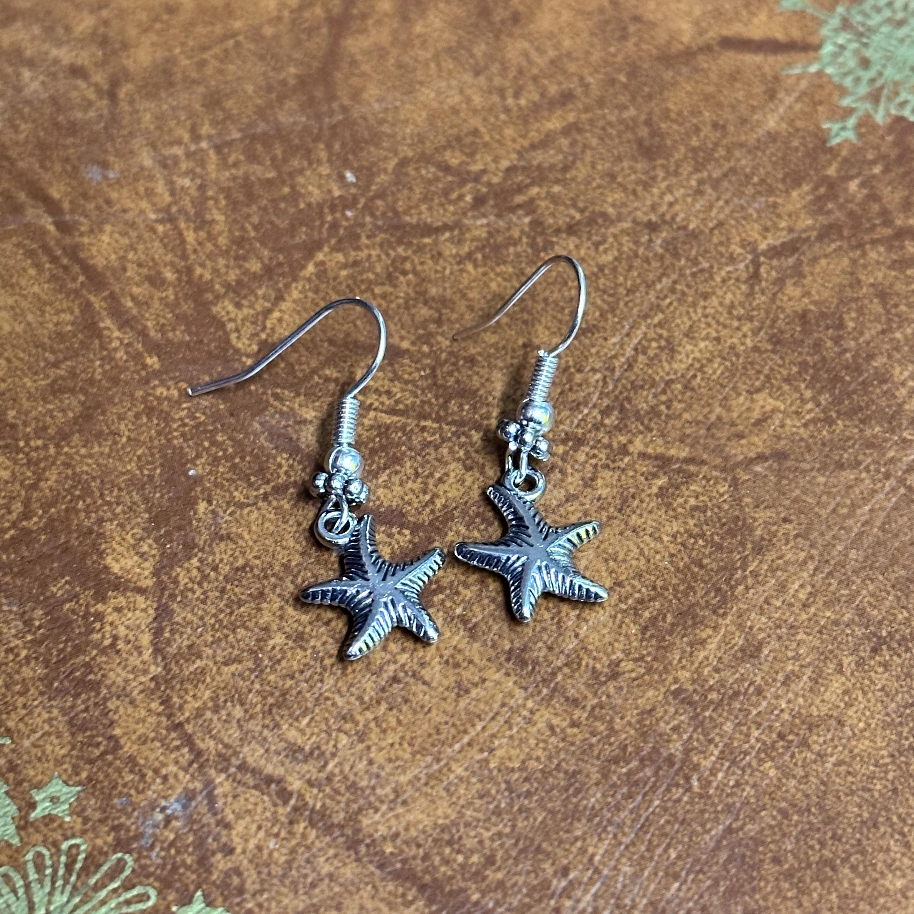 Moon Star Charm Drop Earrings