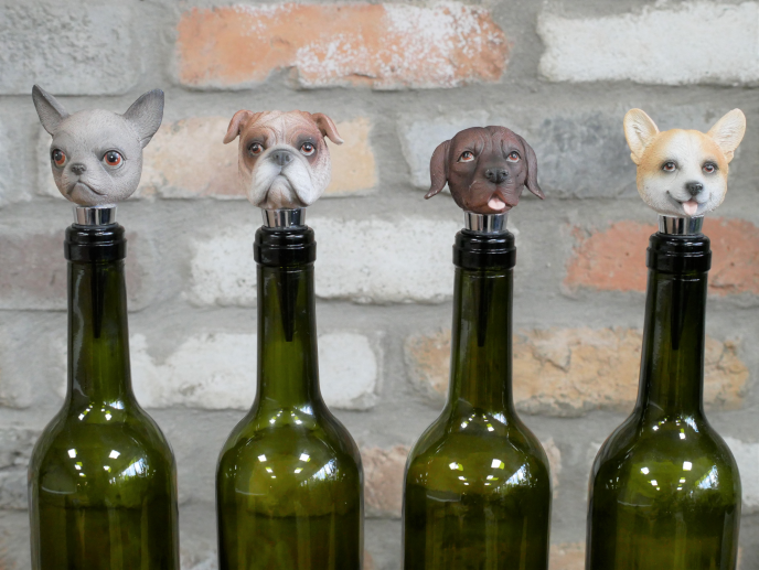 Set Of Four Dog Bottle Stoppers