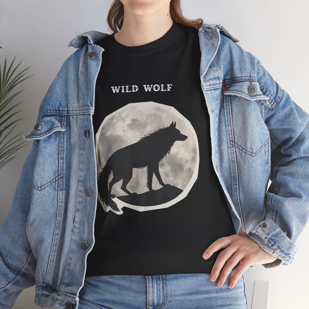 Wild Wolf Printed T-Shirt 100% Cotton Retro Animal Tee