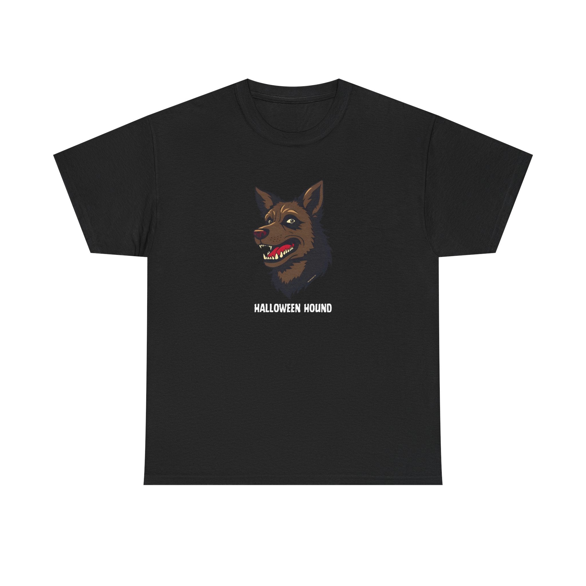 Halloween Hound Printed T-Shirt 100% Cotton Novelty Scary Halloween Dog Tee Black