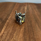 Oversized Mythological Ox Head Ring Alternative Gothic Statement Silver Tone - Size V