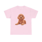 Brown Cockapoo Printed T-Shirt 100% Cotton Novelty Cute Dog Tee Gift Light Pink