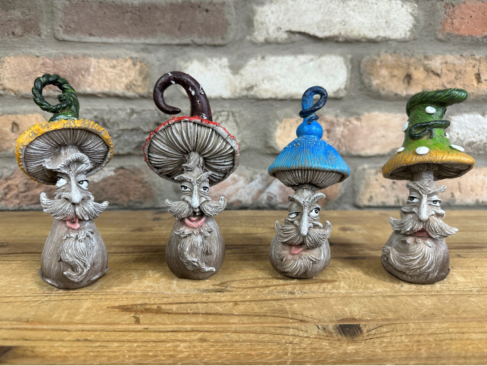 Set Of Four Mushroom People