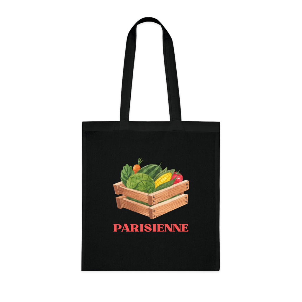 Parisienne Vegetables Printed Cotton Tote Bag Reusable Shopping Bag Gift One size Black