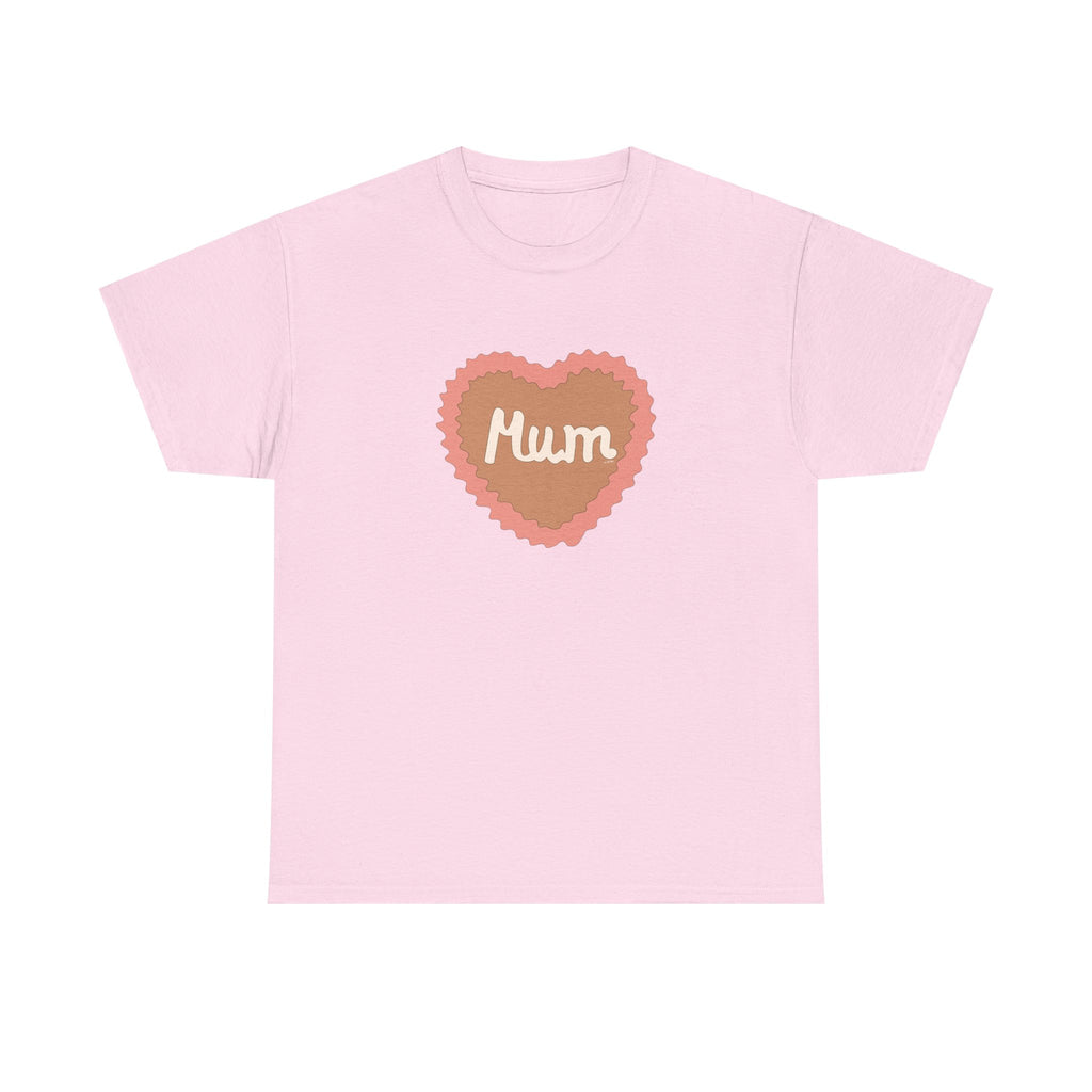 Mum Heart Printed T-Shirt 100% Cotton Novelty Love Heart Mum Mom Tee Birthday Mother's Day Gift Light Pink